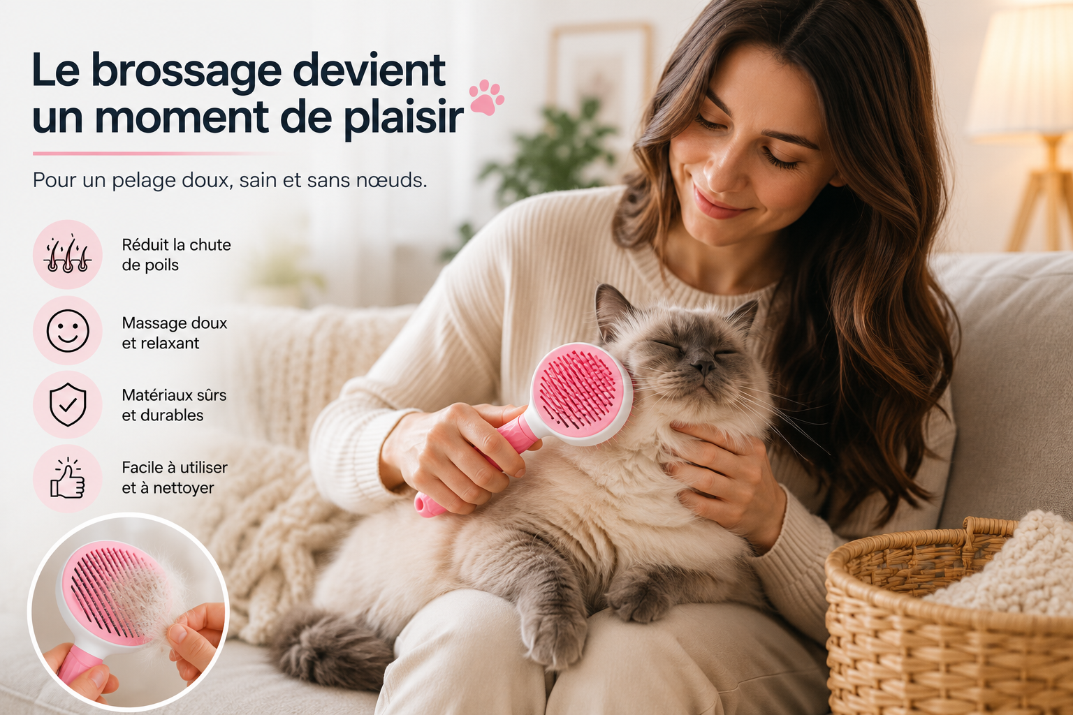 Brosse Autonettoyante pour Chien & Chat 🐶🐱