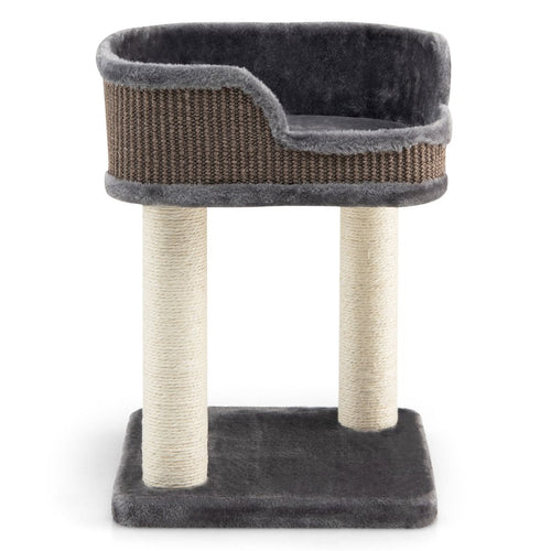 Tour d'arbre à chat avec plusieurs plateformes, griffoirs en sisal et niche confortable, idéale pour jouer, grimper et se reposer.